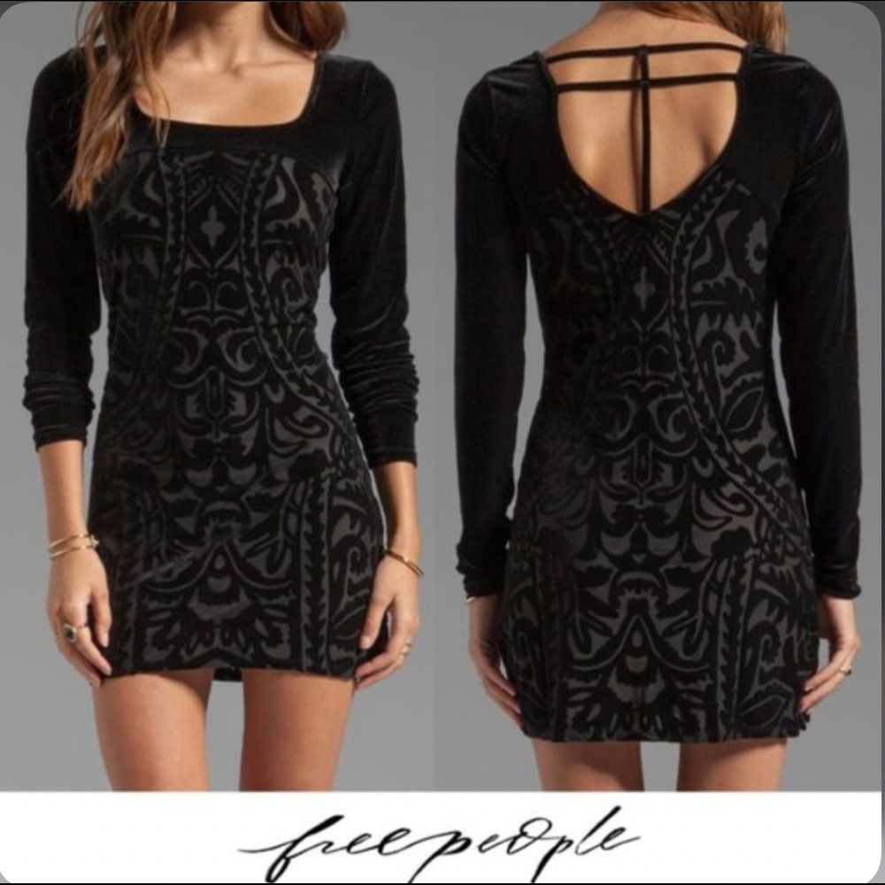 Free People ‘Boogie Nights’ Velvet Tunic in Black